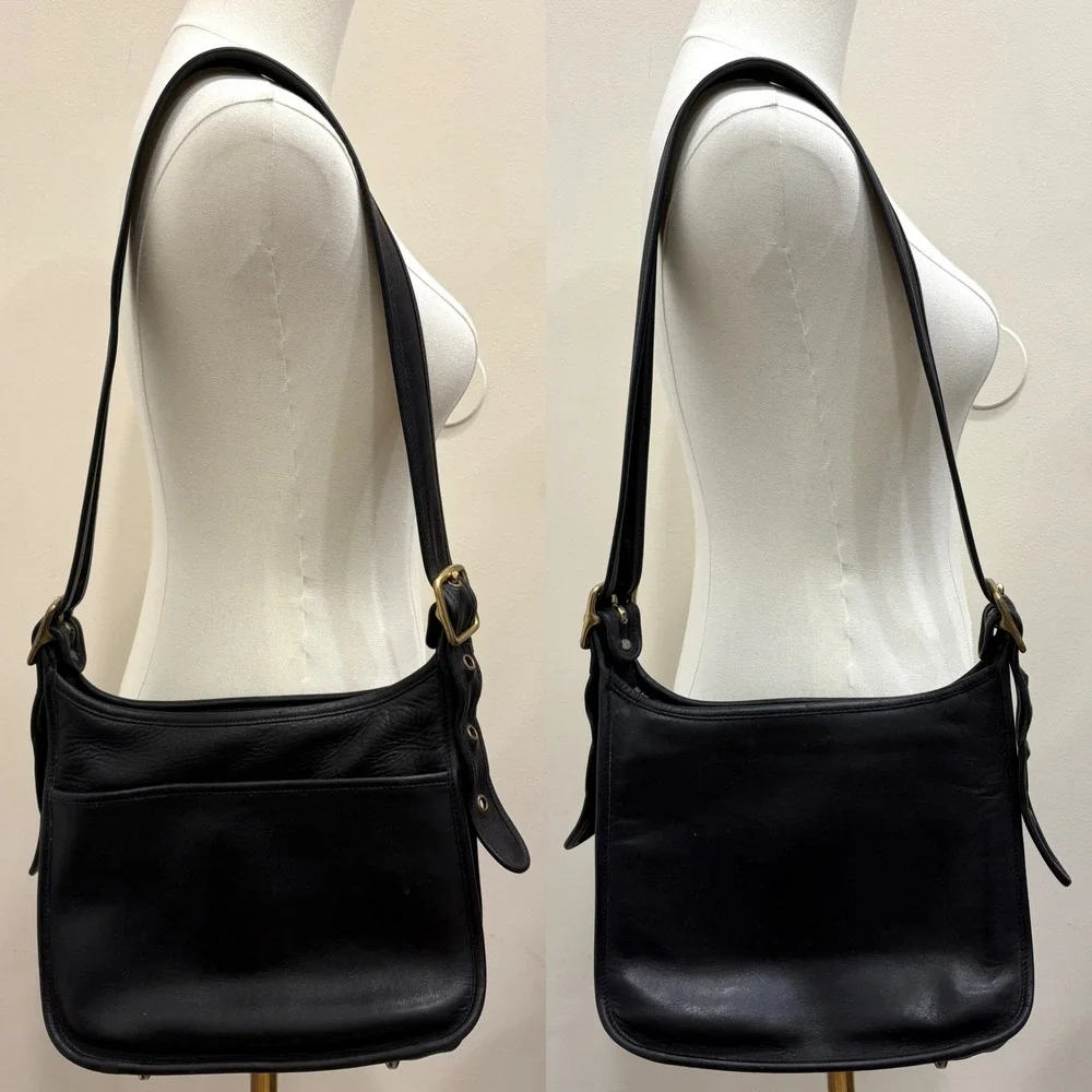 Coach Legacy 9966 Black Leather Shoulder Bag USA Made Brass Hardware Vintage 90s
